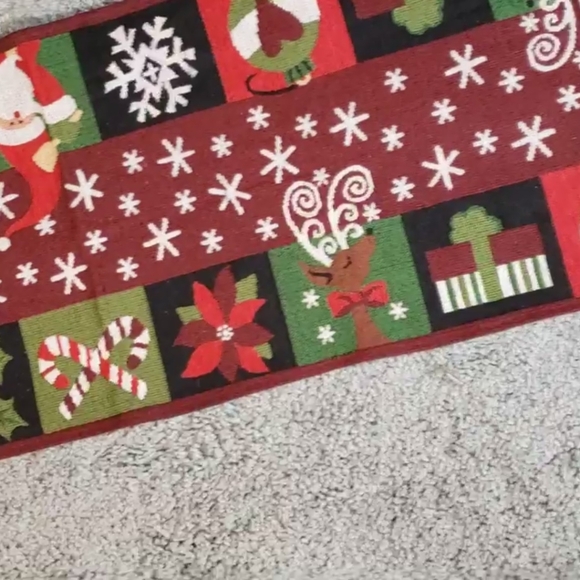 Christmas Table Runner 67" Festive Holiday Santa Holly Candy Canes Snowflakes - Picture 6 of 7